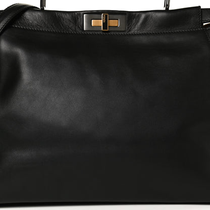 Fendi Calfskin Calf Hair Leopard Print Large Peekaboo Iconic Satchel Black 9 of 14