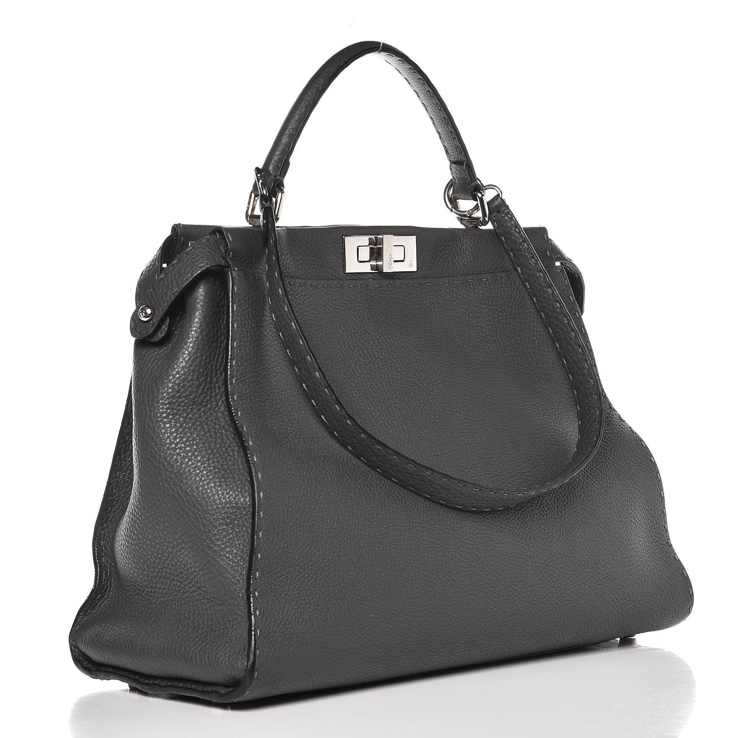 Cuoio Romano Selleria Bi-Color Large Peekaboo Iconic Satchel Asfalto Latte
