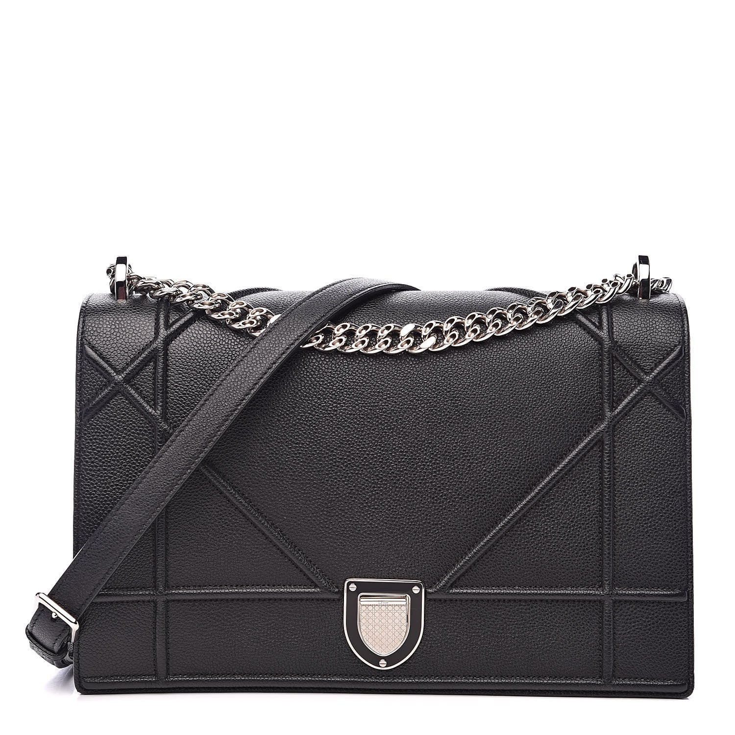 Christian Dior Grained Calfskin Large Diorama Flap Bag Black 1 of 12