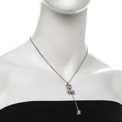 Chanel Crystal CC Bow Drop Necklace Silver 2 of 6