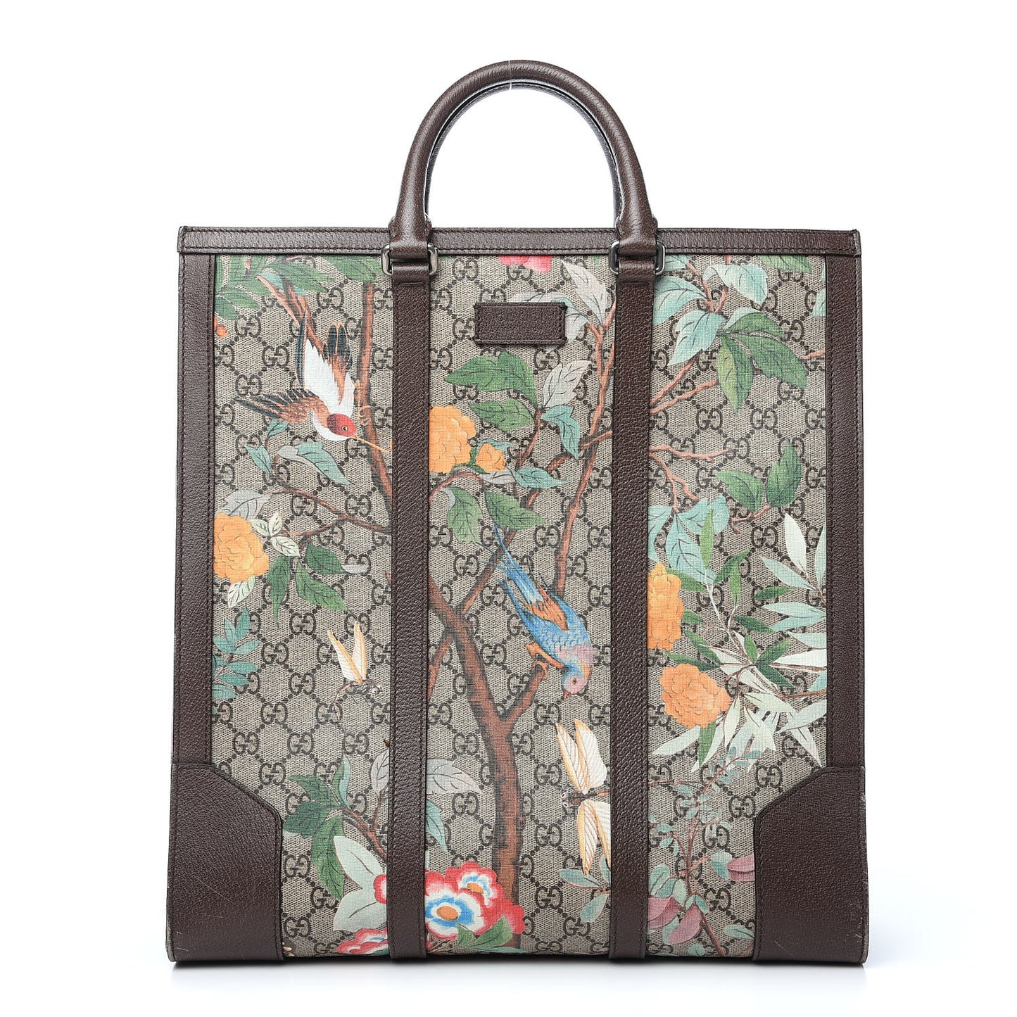 GG Supreme Monogram Tian Web Vertical Tote Beige Multicolor New Acero