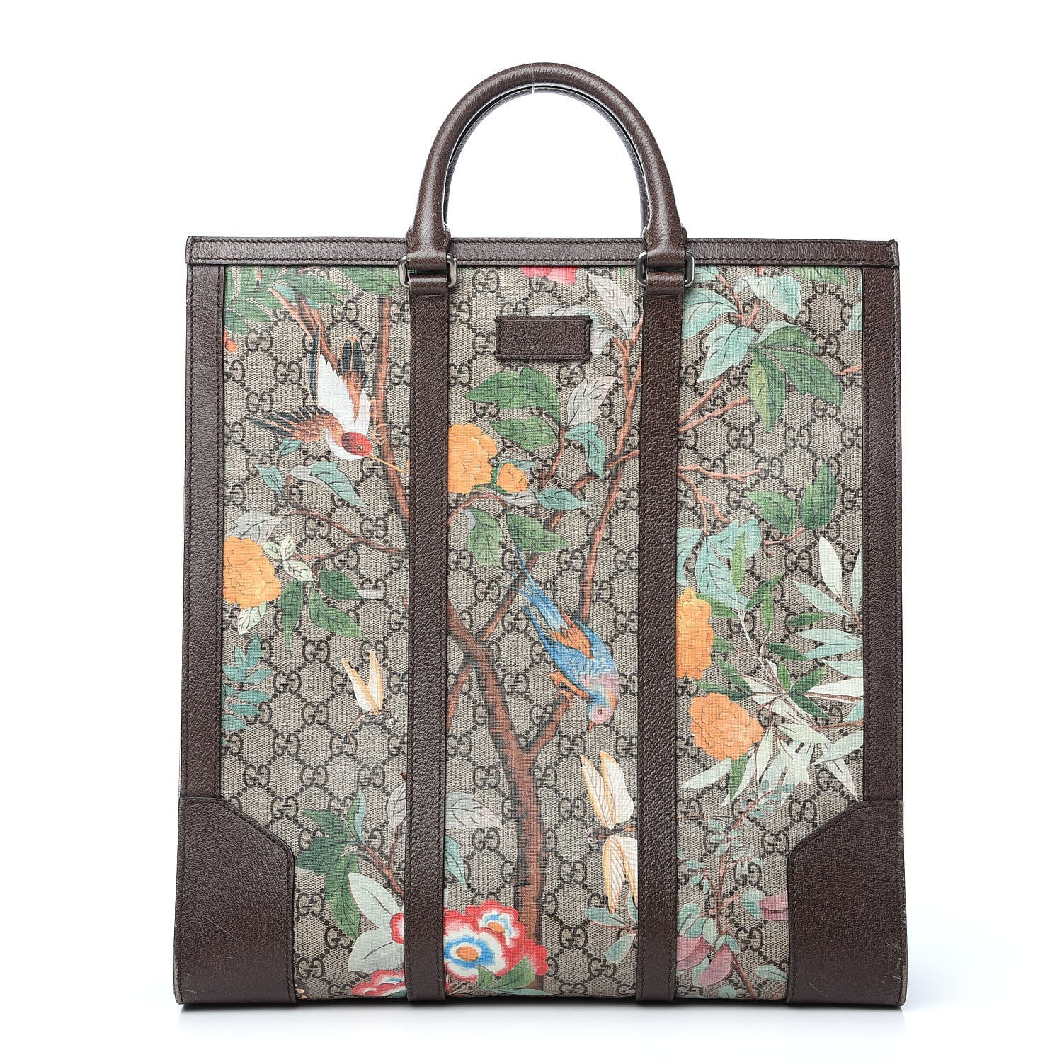 Gucci GG Supreme Monogram Tian Web Vertical Tote Beige Multicolor New Acero 1 of 14
