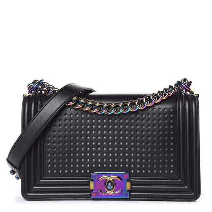 Chanel Lambskin LED Iridescent Metal Medium Boy Flap Black Multicolor 1 of 16