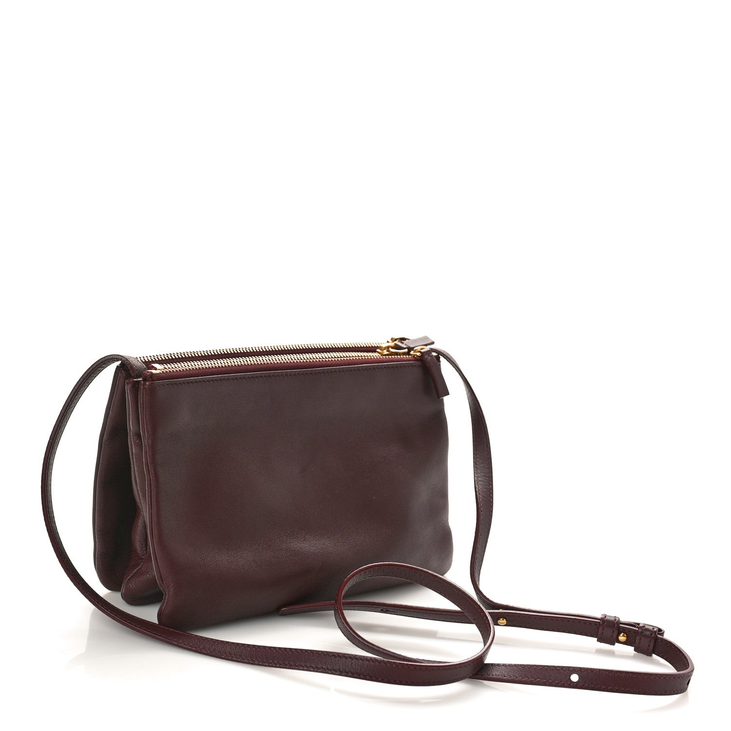 Celine Lambskin Large Trio Crossbody Bag Burgundy 3 of 11