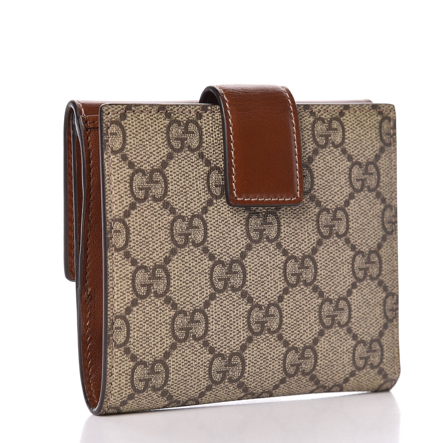 GG Supreme Monogram French Flap Wallet Brown
