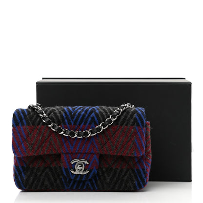 Chanel Wool Quilted Mini Rectangular Flap Red Grey Multicolor 11 of 11