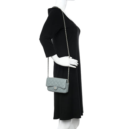 Chanel Caviar Quilted Flap Phone Holder With Chain Light Green 2 of 13