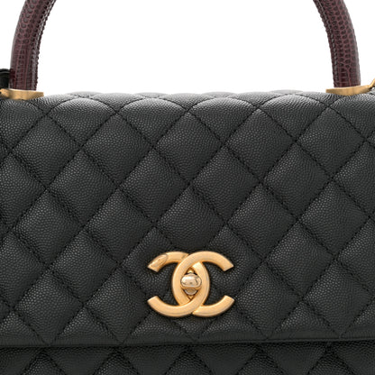 Chanel Caviar Lizard Embossed Quilted Small Coco Handle Flap Black 8 of 10