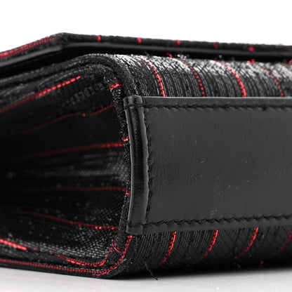 Saint Laurent Metallic Calfskin Striped Small Monogram Kate Satchel Black Red 9 of 10