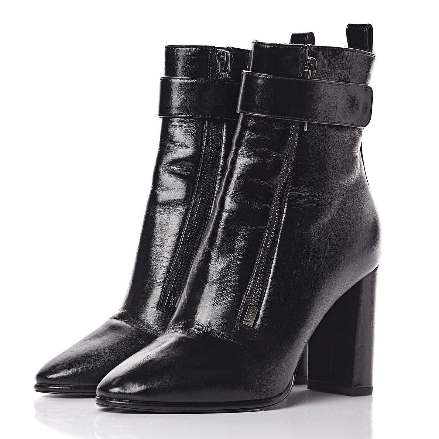 Moroder Calfskin Loulou 95 Ankle Zip Booties 35.5 Black