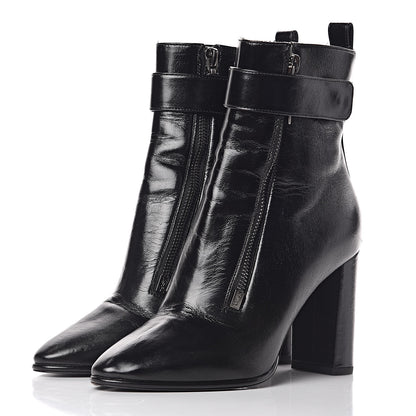 Saint Laurent Moroder Calfskin Loulou 95 Ankle Zip Booties 35.5 Black 3 of 17