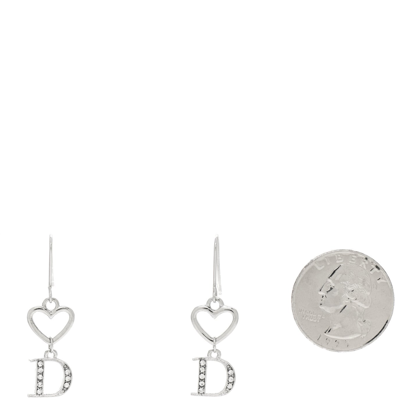 Crystal Heart Drop Earrings Silver