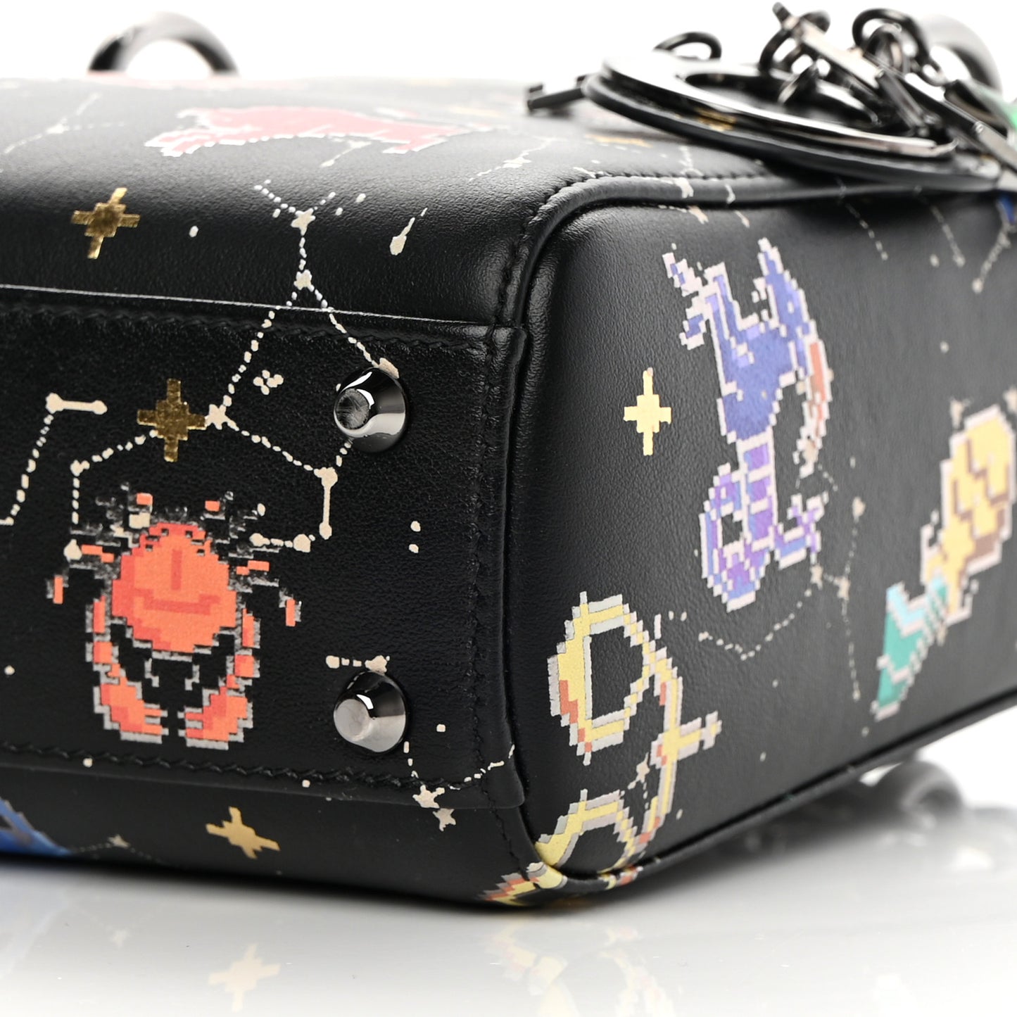 Calfskin Pixel Zodiac Mini Lady Dior Black Multicolor