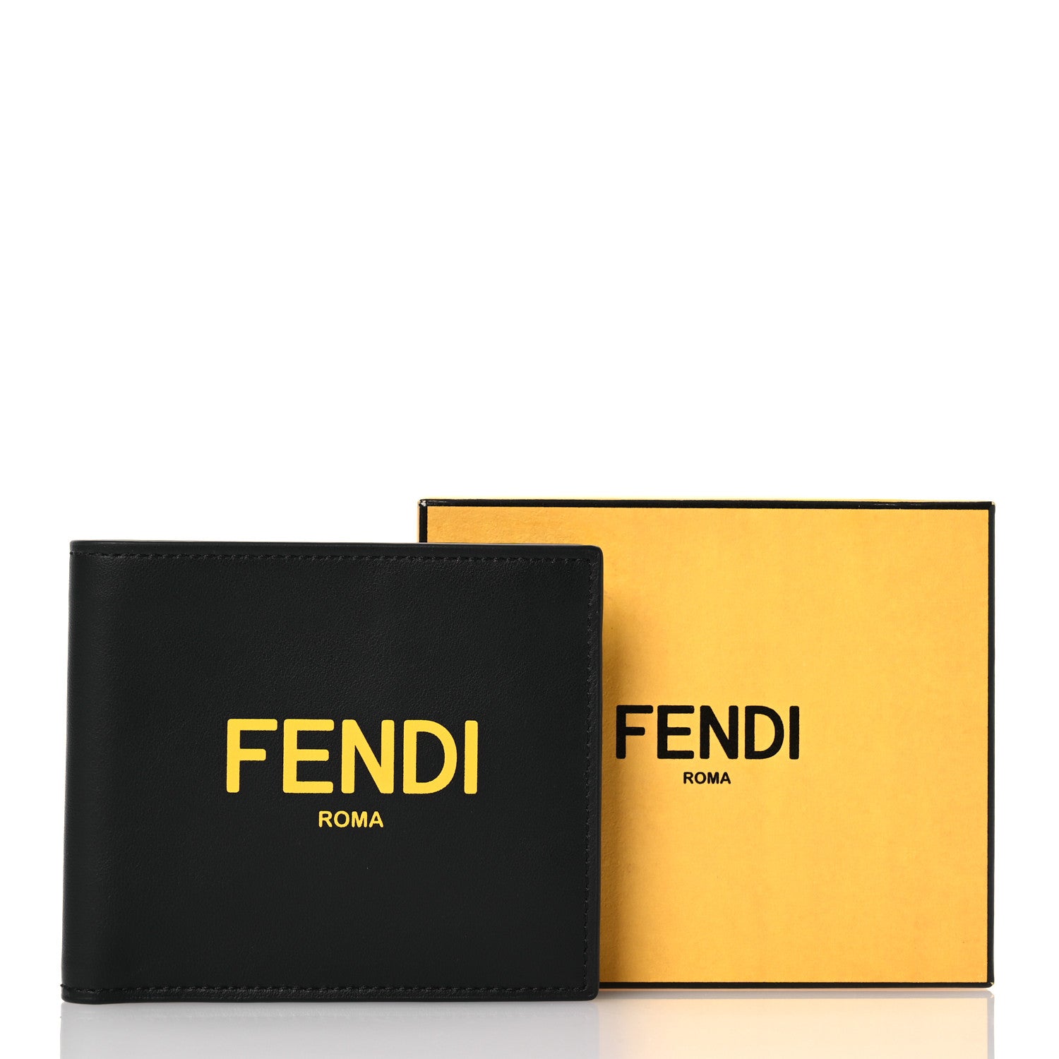 Fendi Vitello Century Logo Bi-Fold Wallet Black Sunflower 10 of 10