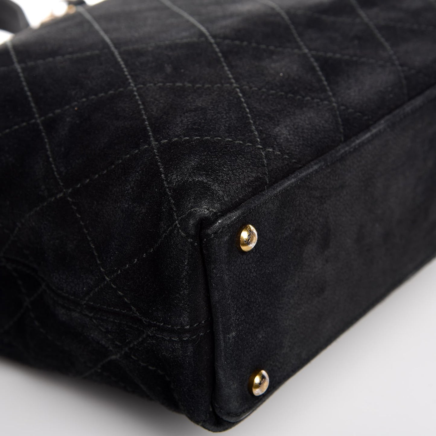 Suede Stitched Shoulder Bag Black