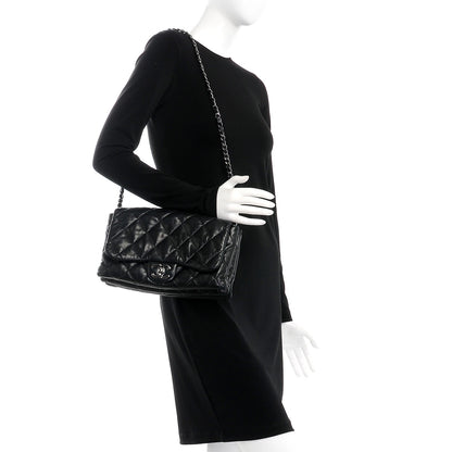 Chanel Lambskin Quilted 3 Accordion Flap Bag Black 2 of 9
