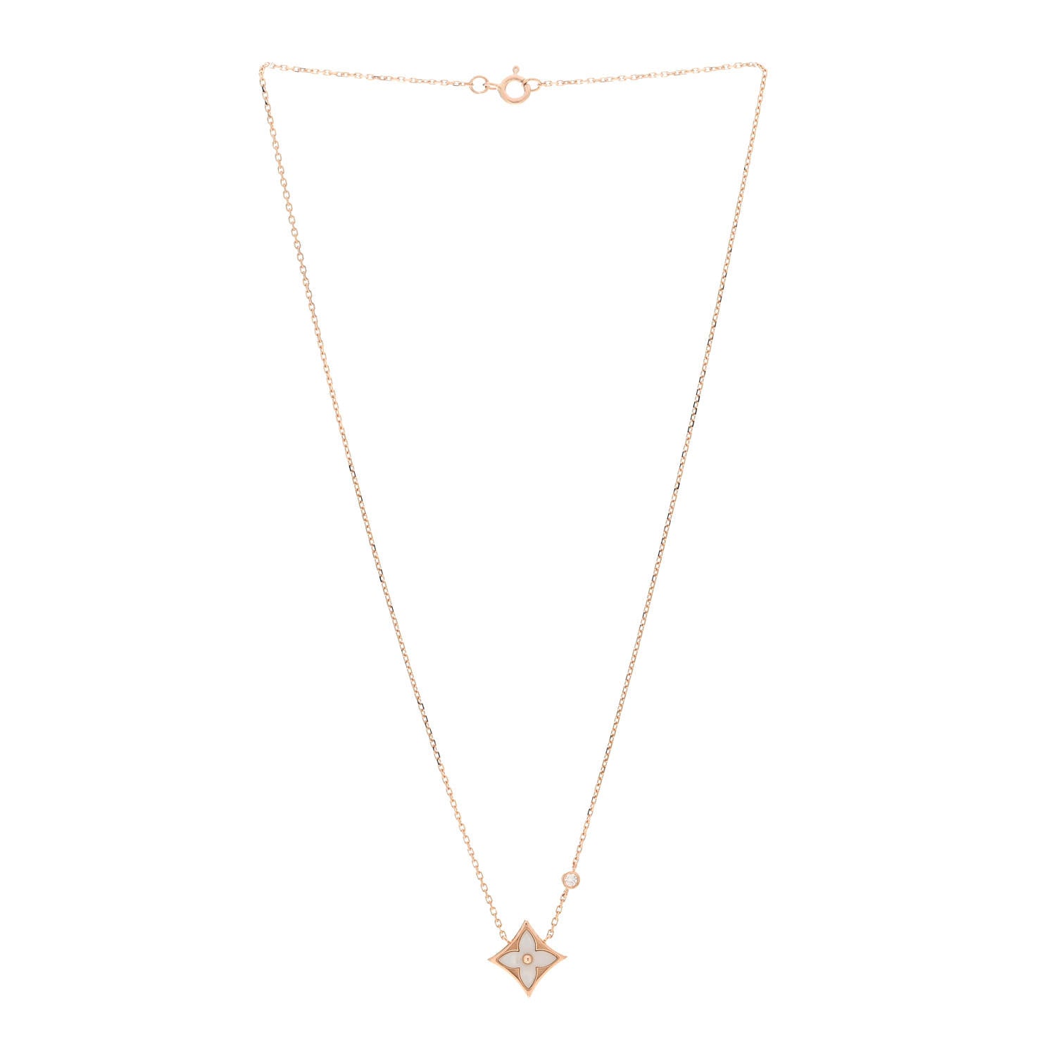 Louis Vuitton 18K Pink Gold Diamond Pink Mother of Pearl Color Blossom BB Star Pendant Necklace 3 of 5