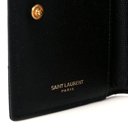 Saint Laurent Grain De Poudre Matelasse Chevron Monogram Zipped Two-Part Wallet Black 7 of 9