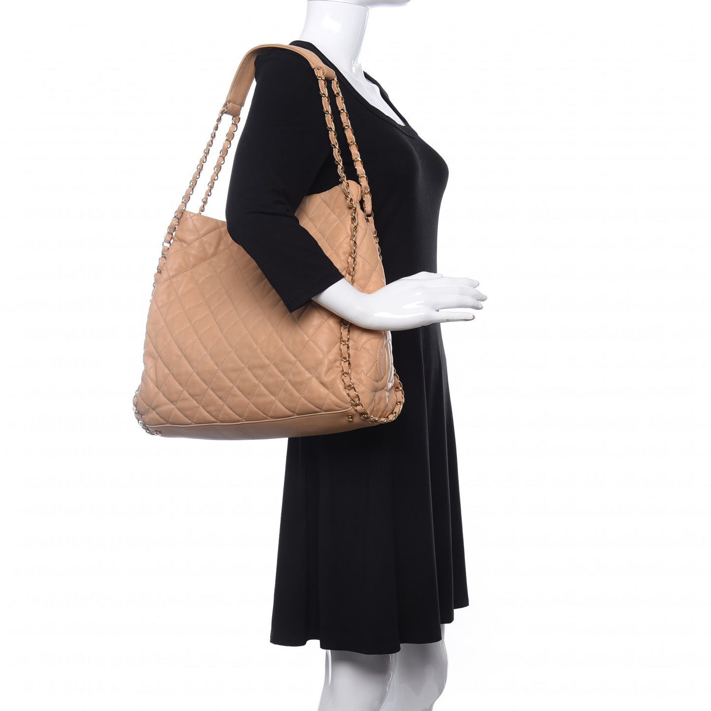 Calfskin Quilted Large Chain Me Hobo Beige