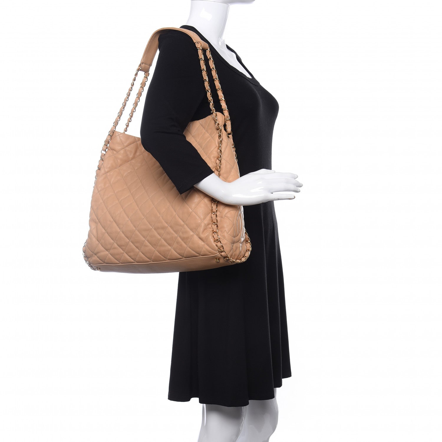 Chanel Calfskin Quilted Large Chain Me Hobo Beige 2 of 10