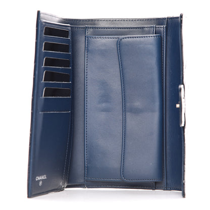 Chanel Patent Calfskin Quilted Large Flap Wallet Blue 5 of 14