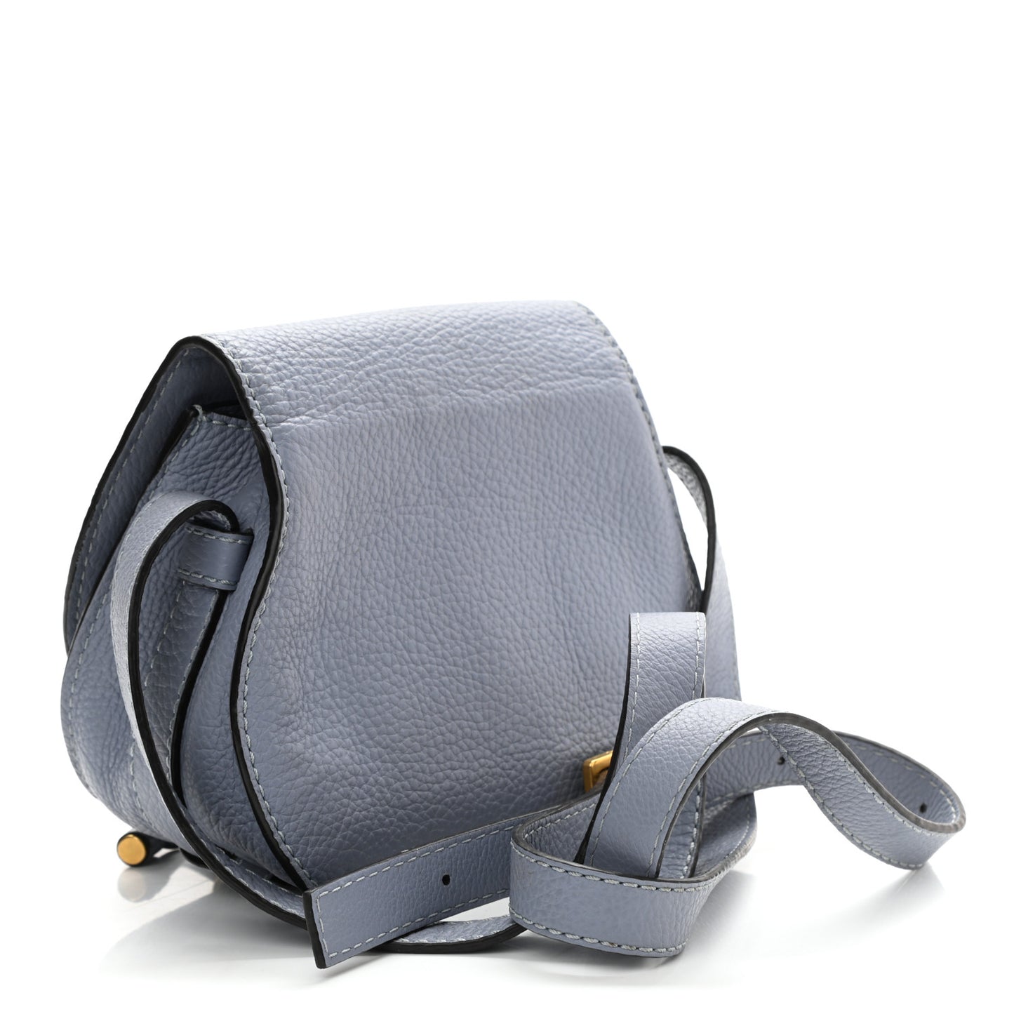 Calfskin Mini Marcie Round Crossbody Bag Washed Blue