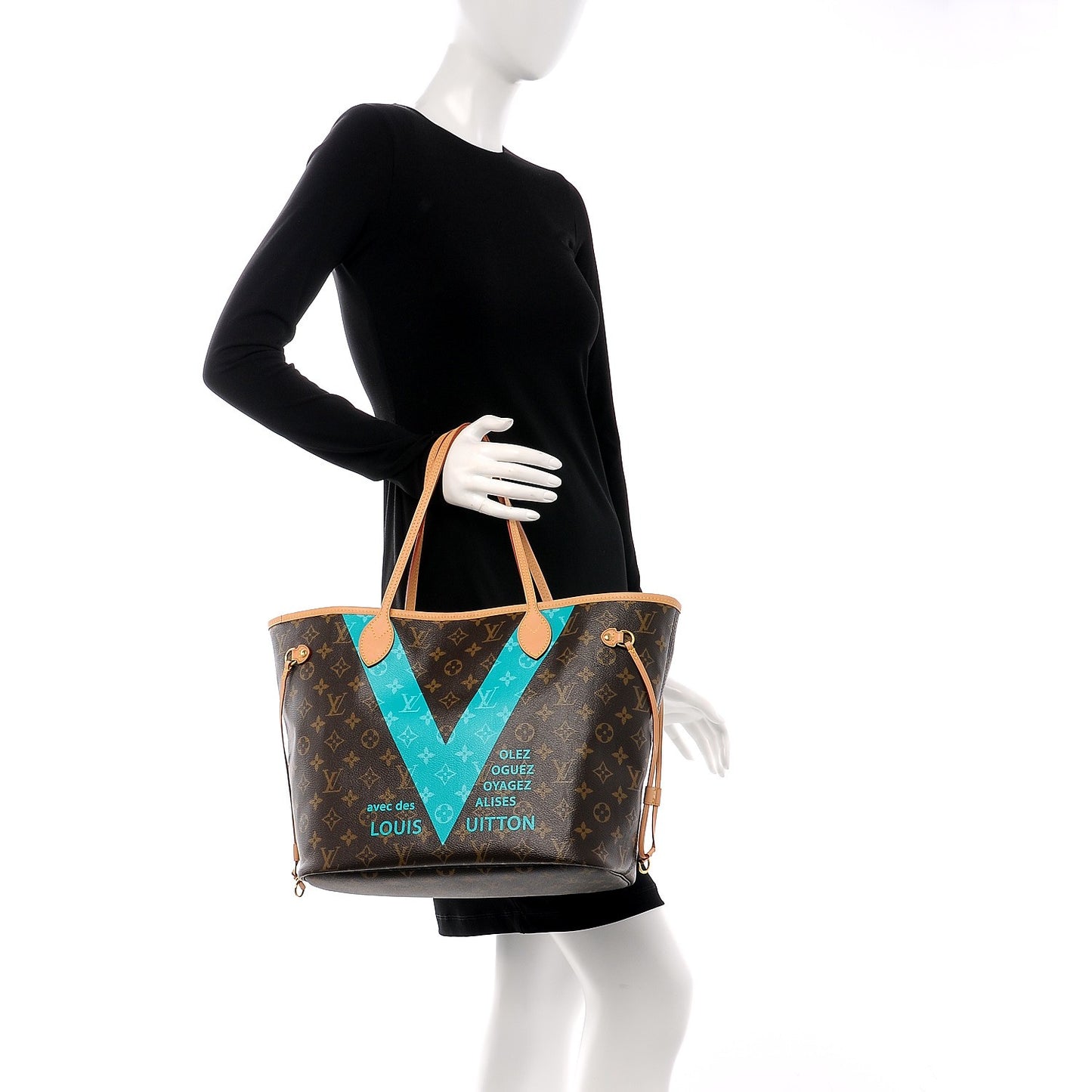 Monogram V Neverfull MM Turquoise