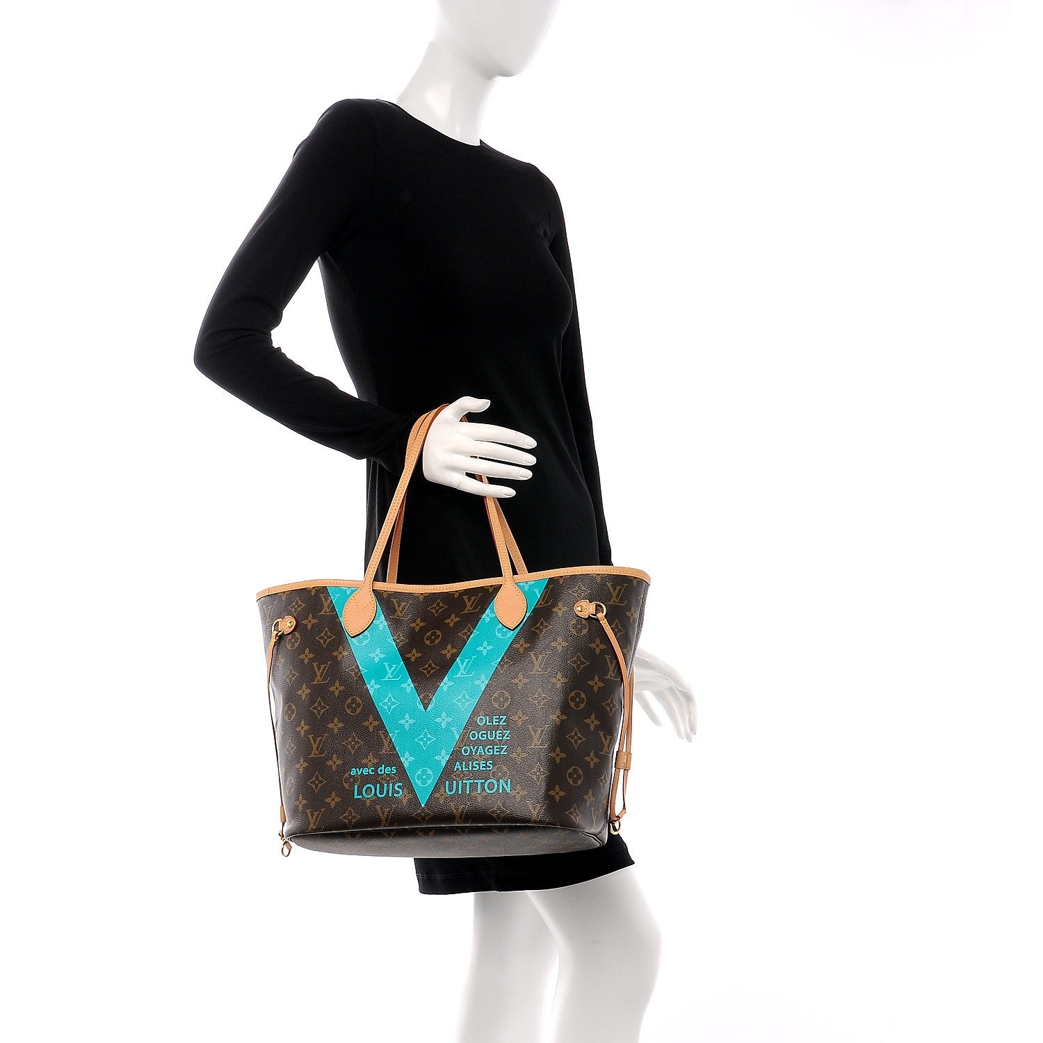 Louis Vuitton Monogram V Neverfull MM Turquoise 3 of 9