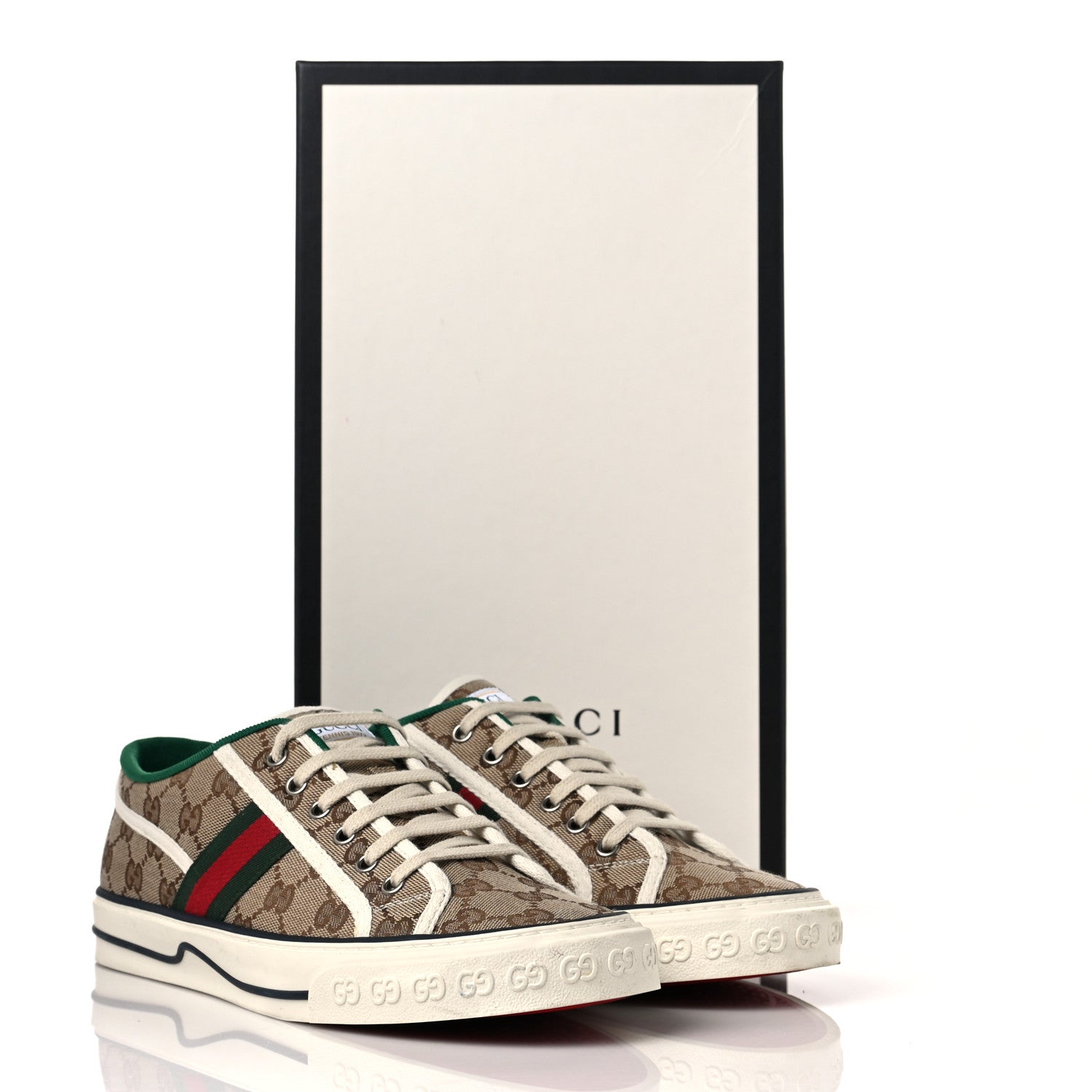 Gucci GG Monogram Web Mens 1977 Tennis Sneakers 8 Beige Ebony Mystic White 8 of 8