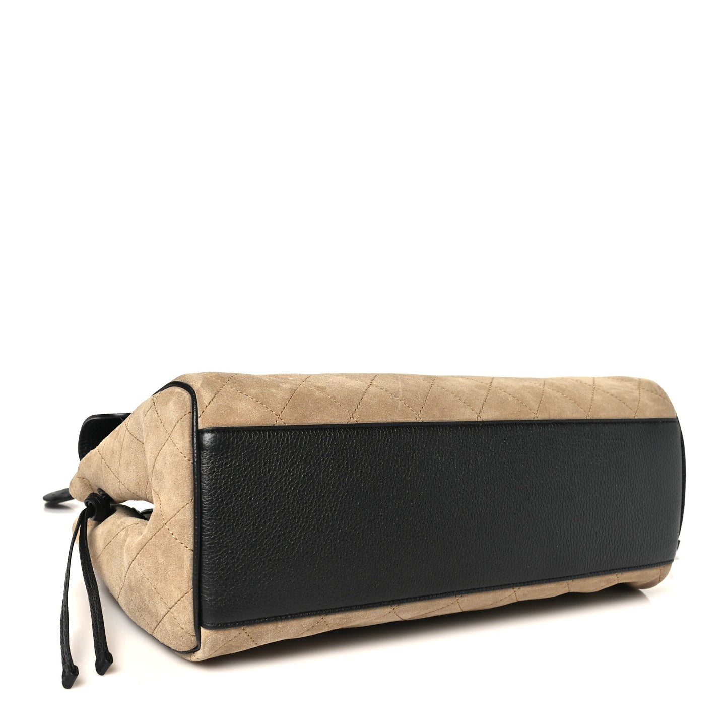 Grained Calfskin Suede Urban Essentials Large Shopping Bag Dark Beige Black