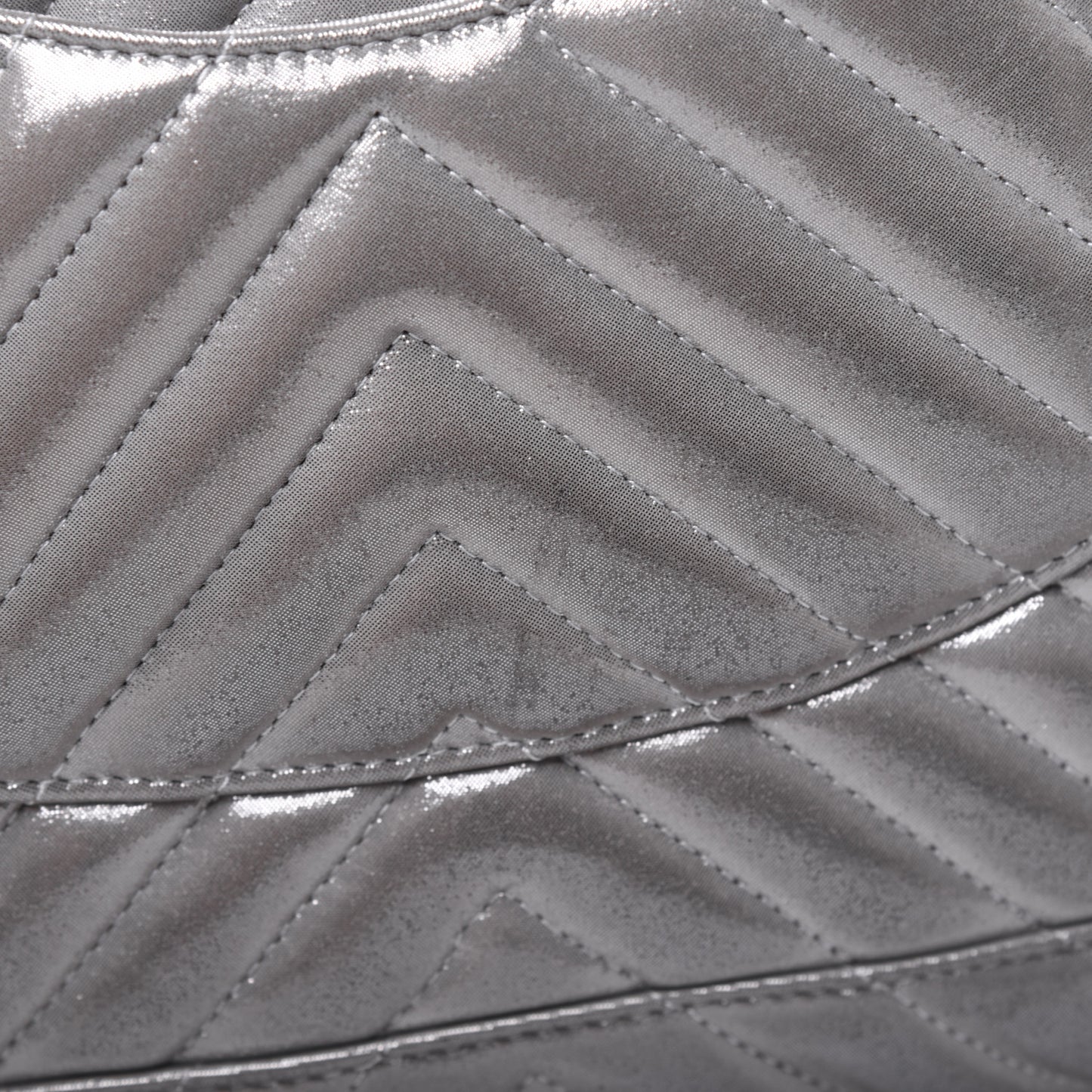 Metallic Calfskin Chevron Quilted Small Urban Spirit Backpack Silver