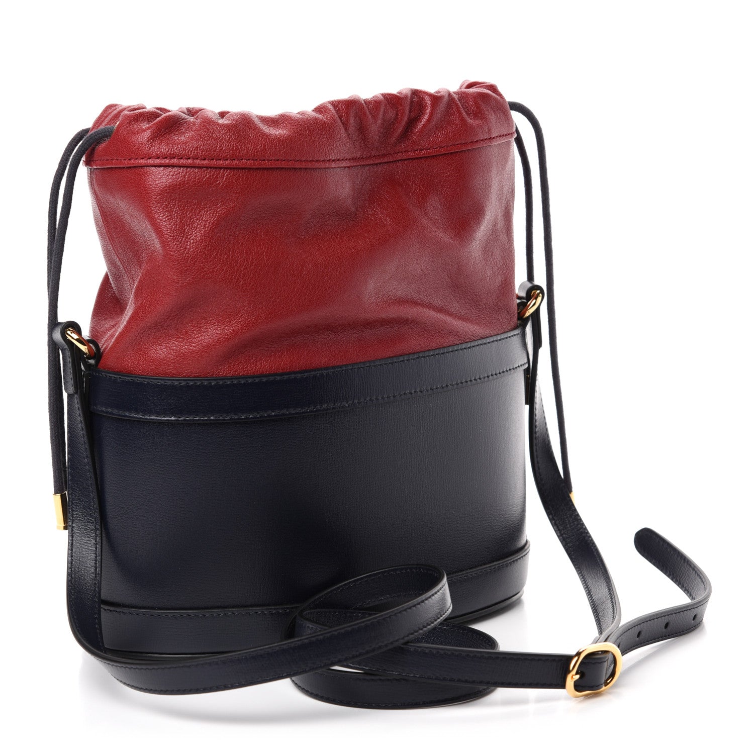 Gucci Azalea Sakai Be Green Calfskin Horsebit 1955 Drawstring Bucket Bag Blue New Cherry Red 3 of 10