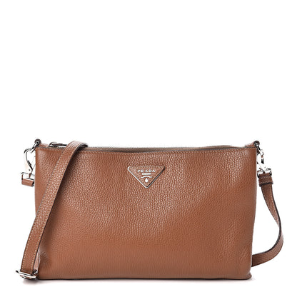 Prada Vitello Daino Zippered Crossbody Bag Brandy 1 of 9