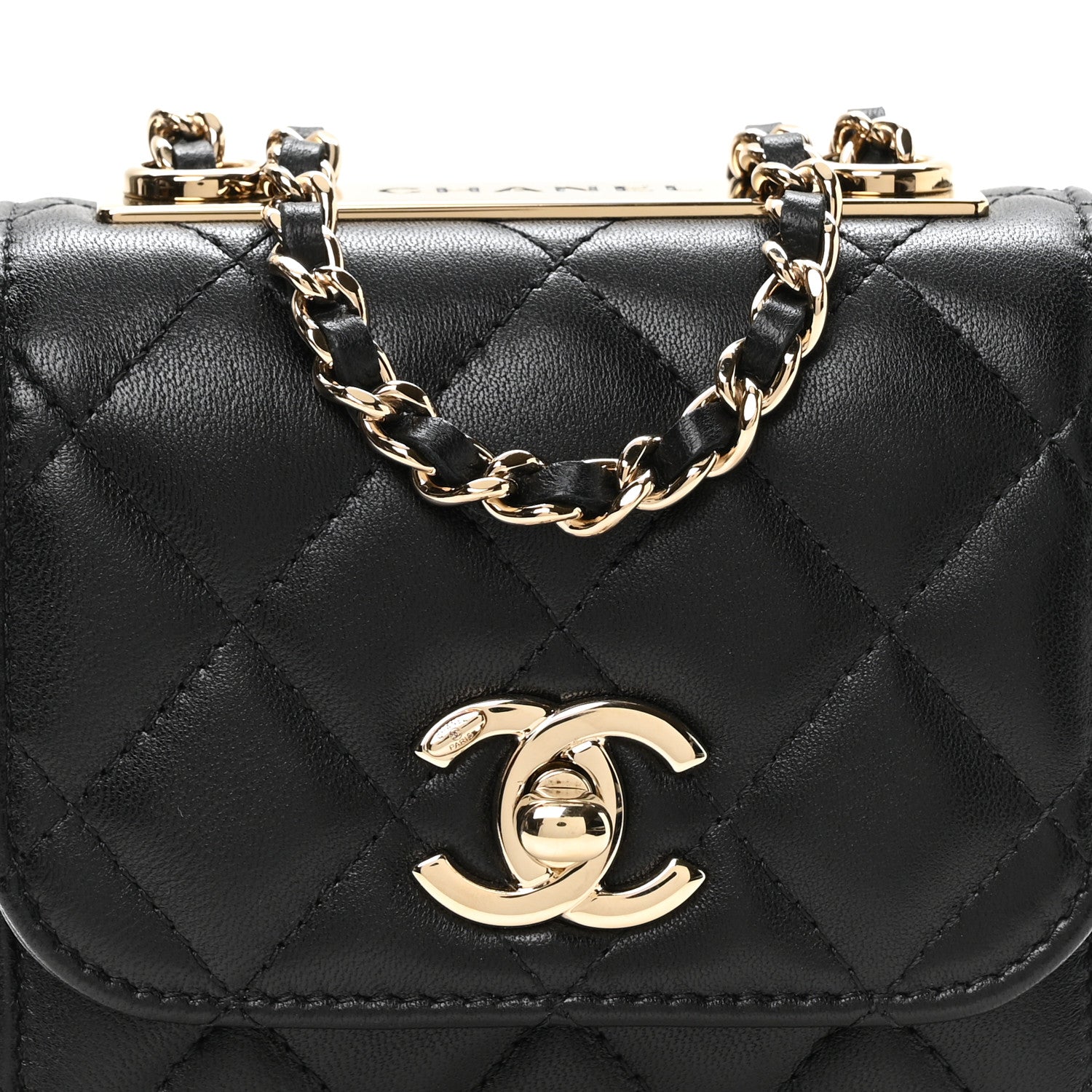 Chanel Lambskin Quilted Mini Trendy CC Clutch With Chain Black 8 of 11