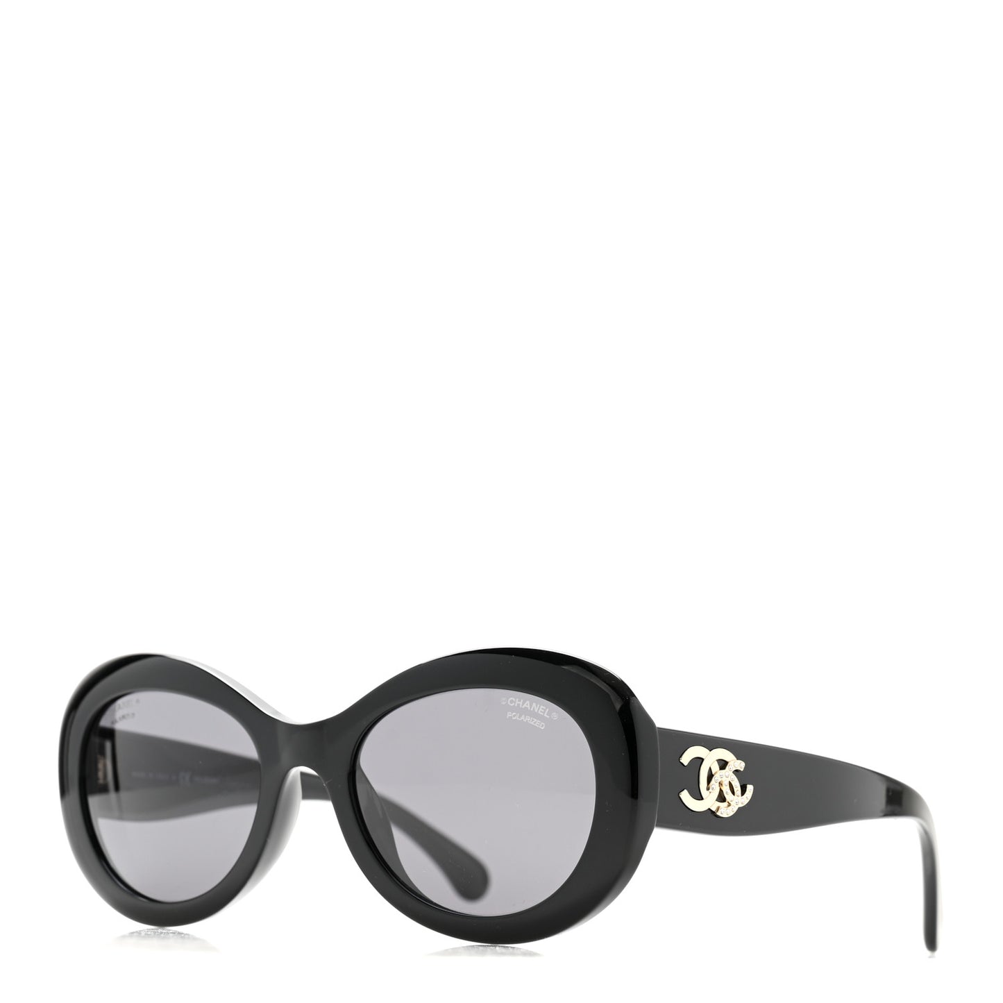 Acetate Polarized Oval CC Sunglasses 5469-B-A Black