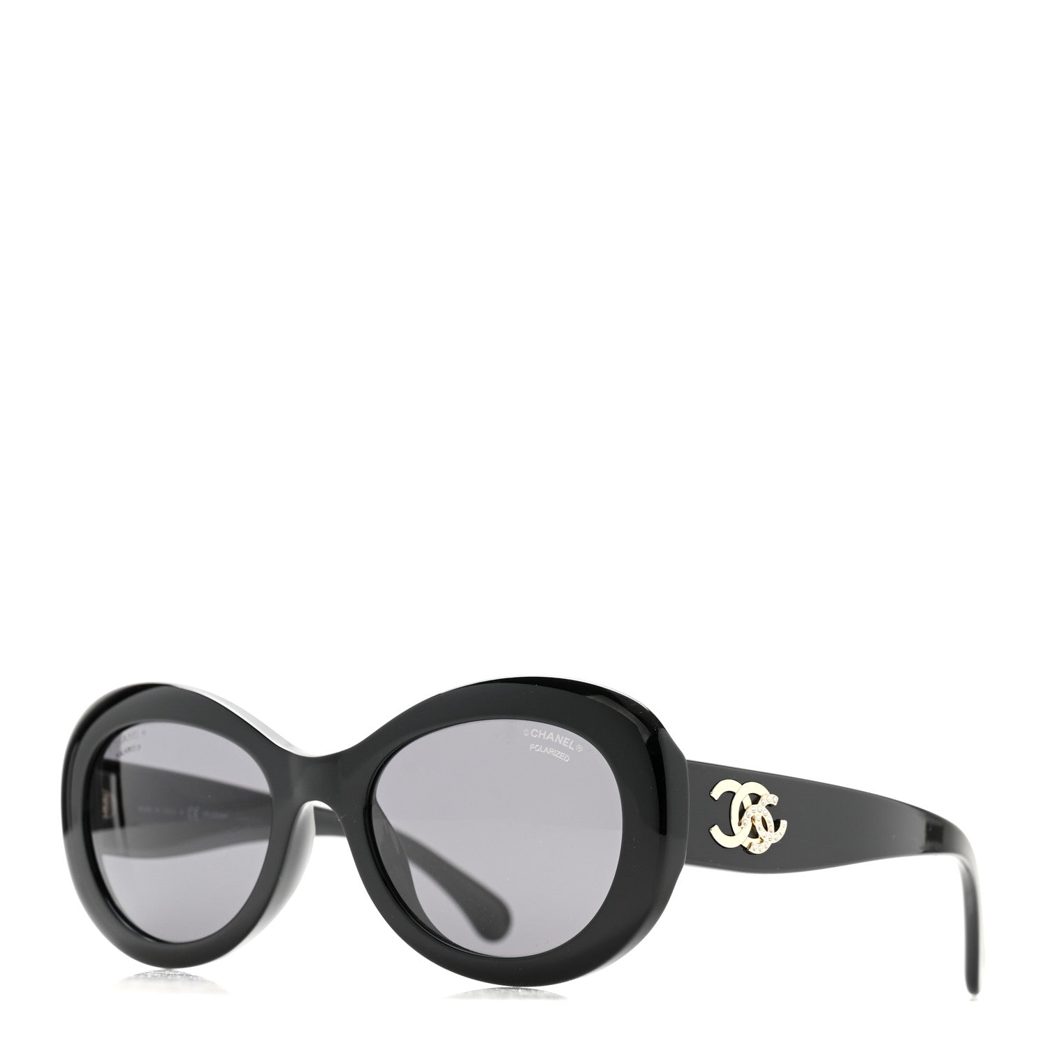 Chanel Acetate Polarized Oval CC Sunglasses 5469-B-A Black 1 of 8