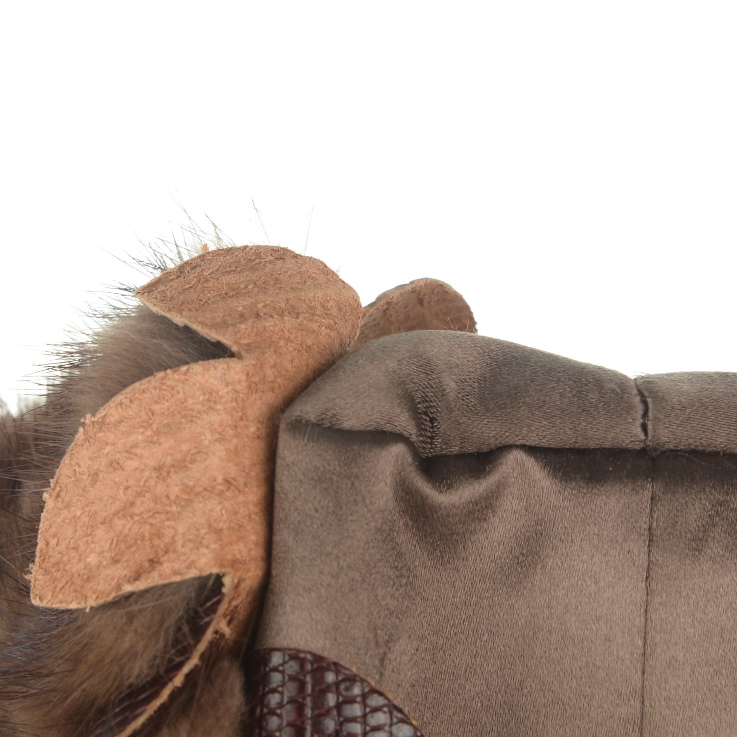 Mink Fur Lizard Evening Frame Bag Brown