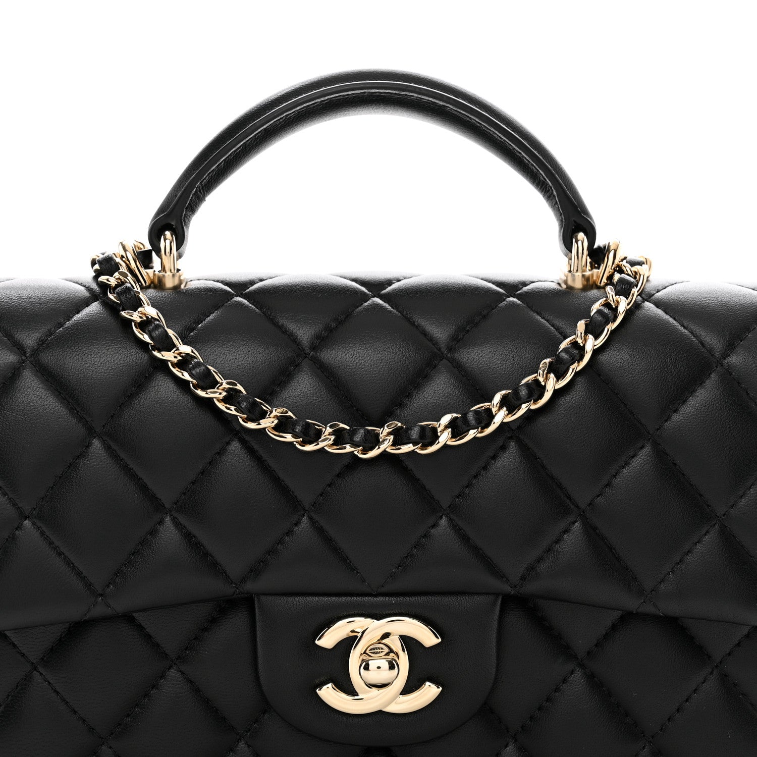Chanel Lambskin Quilted Mini Top Handle Rectangular Flap Black 5 of 10