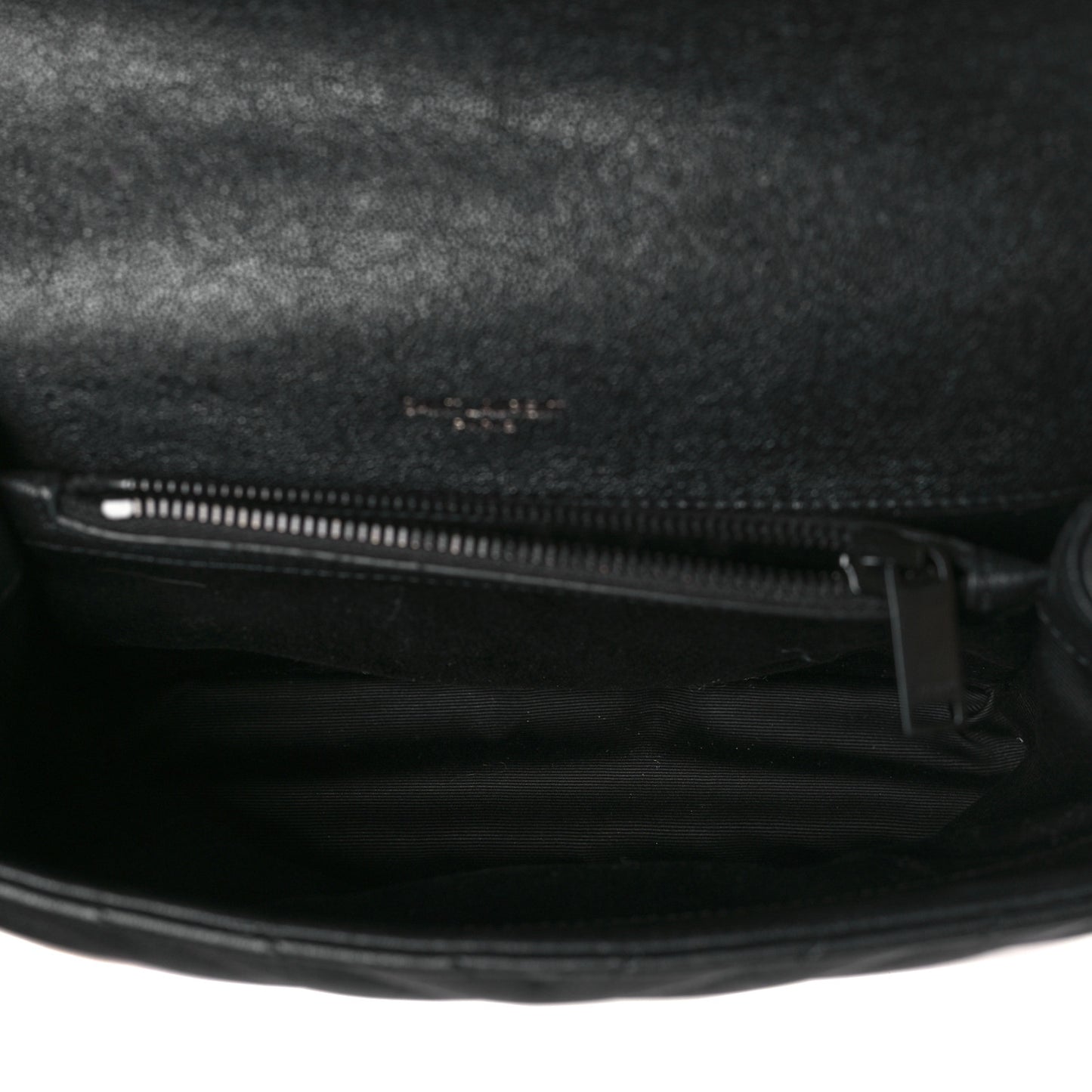 Sheepskin Matelasse Chevron Monogram Monochrome Medium College Bag Black