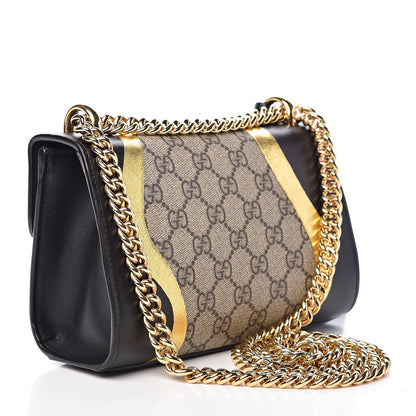 Gucci Calfskin GG Supreme Monogram Small Padlock Shoulder Bag Black Gold 12 of 19