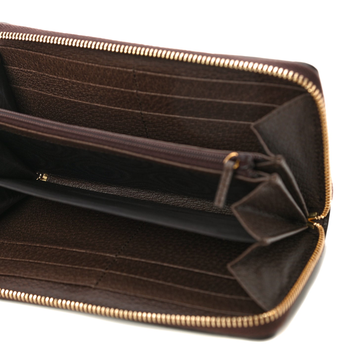 GG Supreme Monogram Web Ophidia Zip Around Wallet Brown