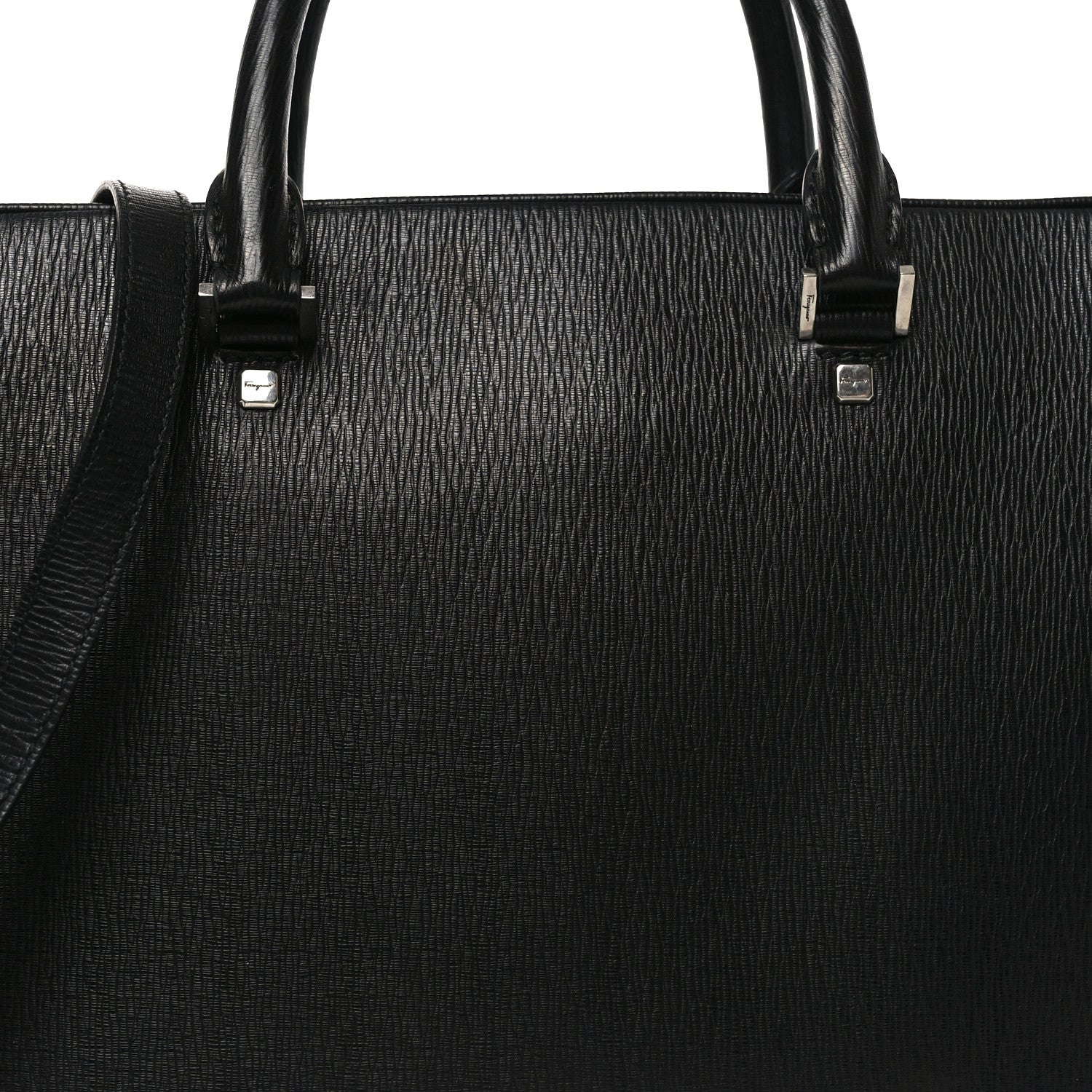 Salvatore Ferragamo Calfskin Zip Around Briefcase Black 1810566