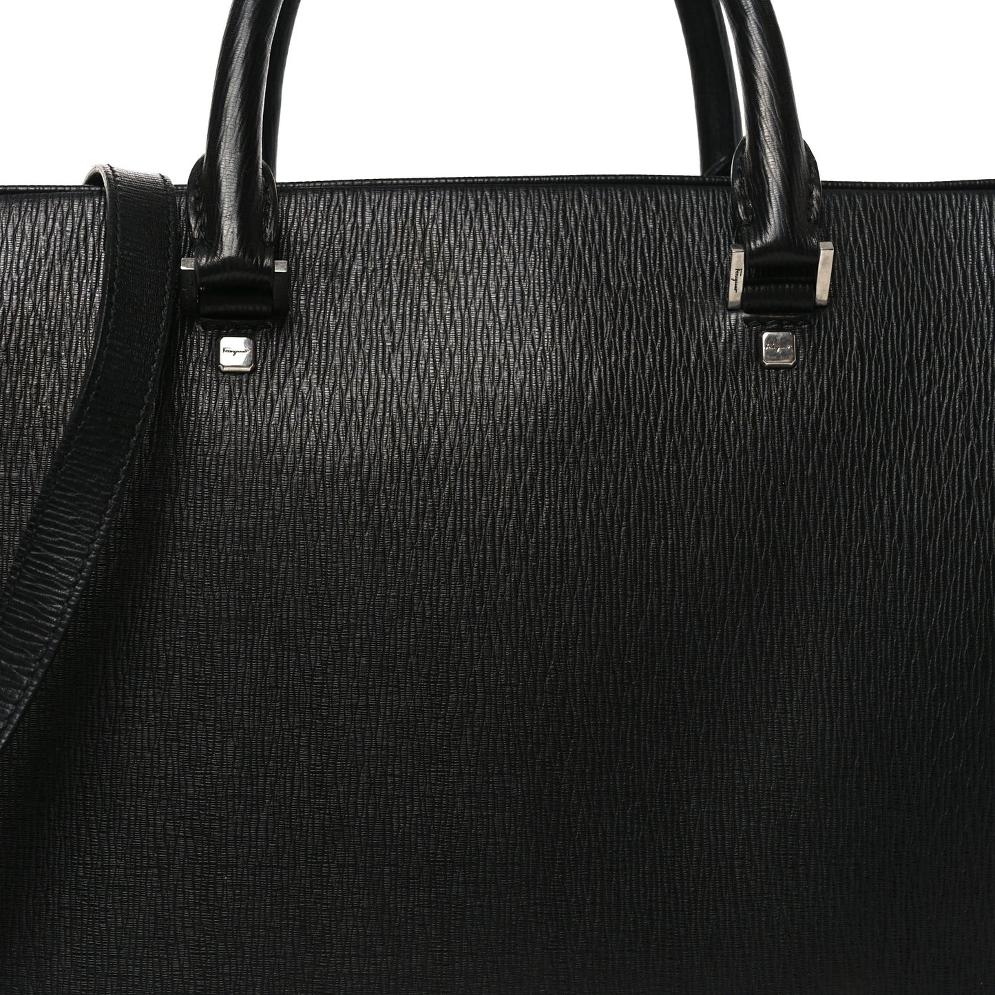 Calfskin Zip Around Briefcase Black