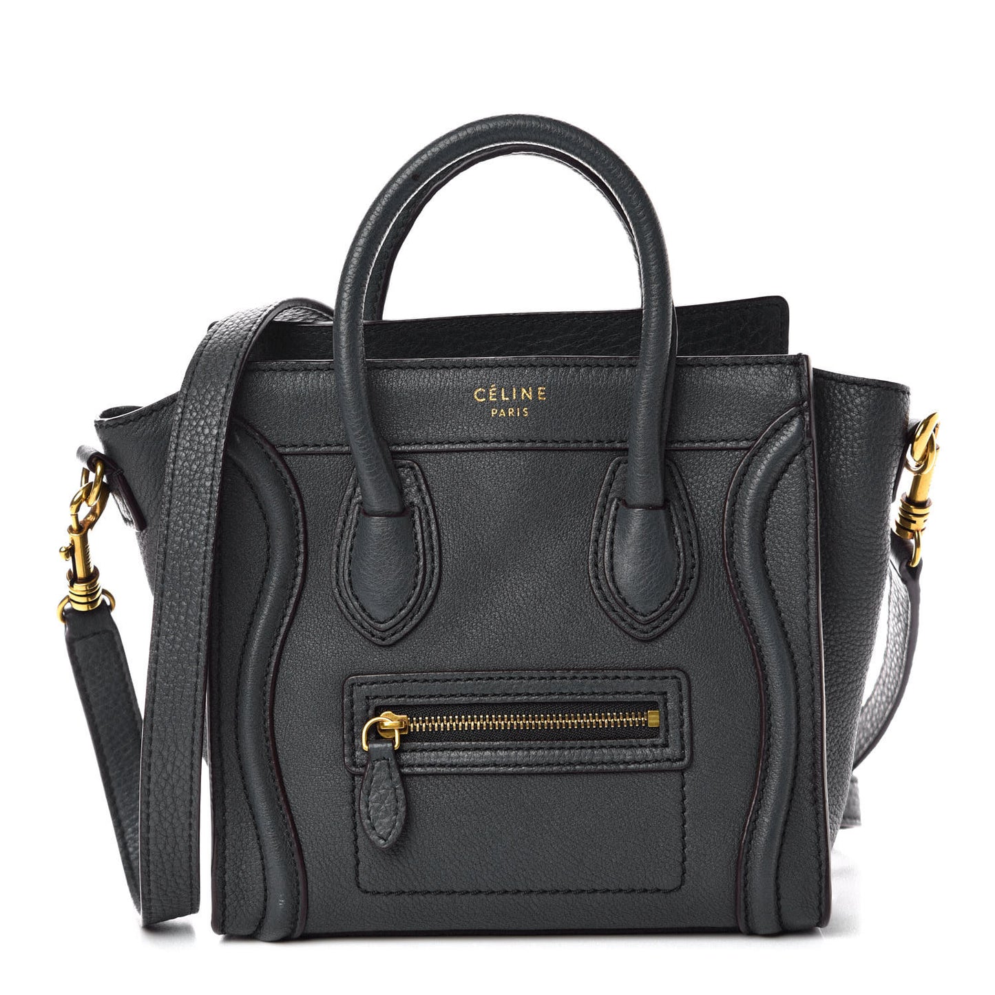 Drummed Calfskin Nano Luggage Midnight