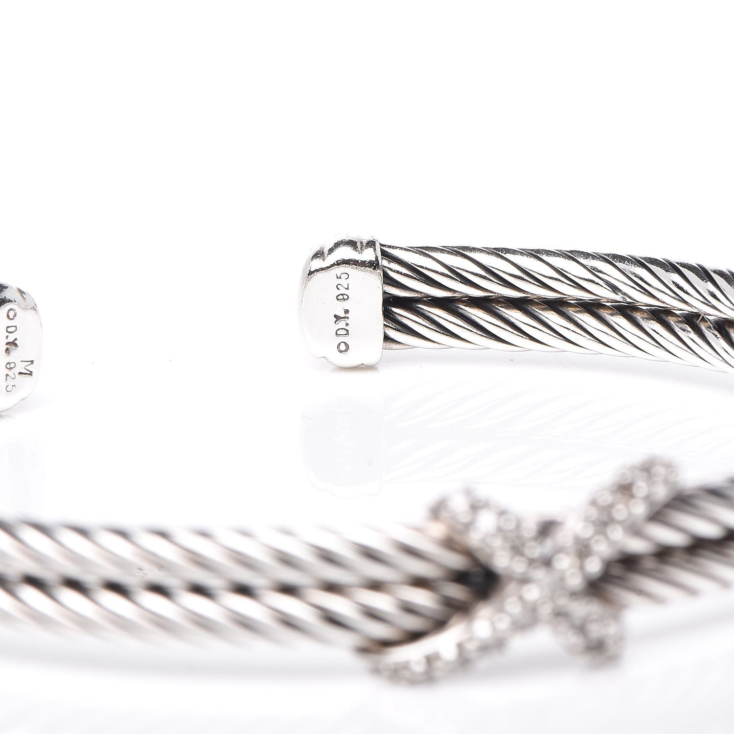 David Yurman Sterling Silver Diamond 6mm X Double Cable Bracelet 5 of 5