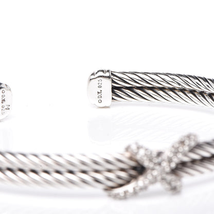 David Yurman Sterling Silver Diamond 6mm X Double Cable Bracelet 5 of 5