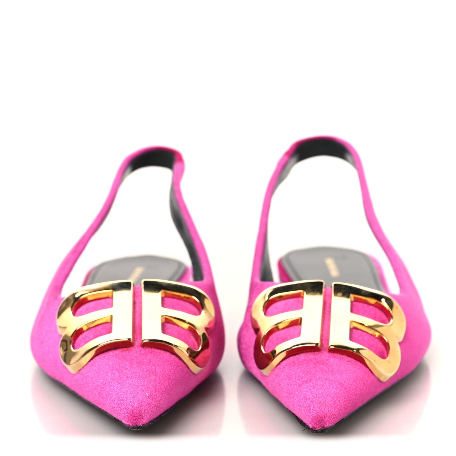 Balenciaga Velvet BB Knife Pointy Toe Slingback Flats 35 Pink 3 of 9