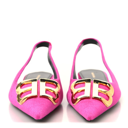 Balenciaga Velvet BB Knife Pointy Toe Slingback Flats 35 Pink 3 of 9