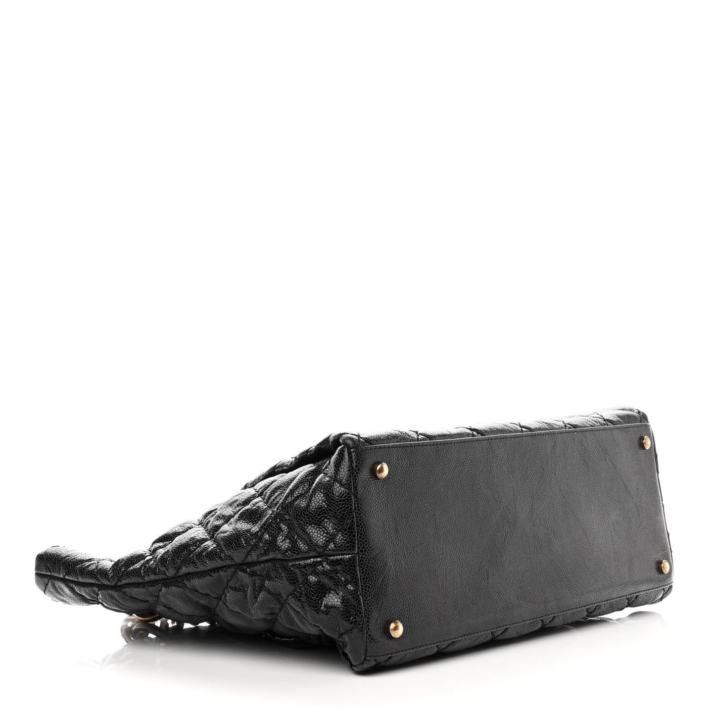 Glazed Caviar Coco Pleats Tote Black