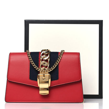Gucci Calfskin Super Mini Sylvie Chain Shoulder Bag Hibiscus Red 13 of 13